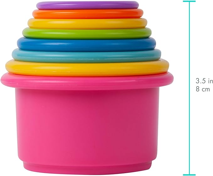The First Years Stack & Count Stacking Cups - Colorful Baby Stacking Toys Set - Stackable Cups for Learning - Baby Bath Toys - Toddler Easter Basket Stuffers - 8 Count